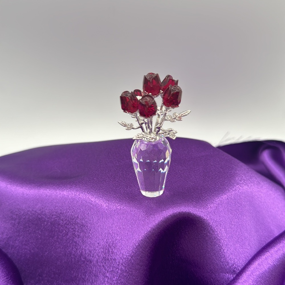 Swarovski 6 Red Rose Bouquet - Picture 2 of 5